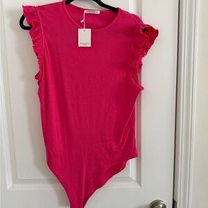 MangoPOP Hot Pink Ruffle Sleeve Bodysuit